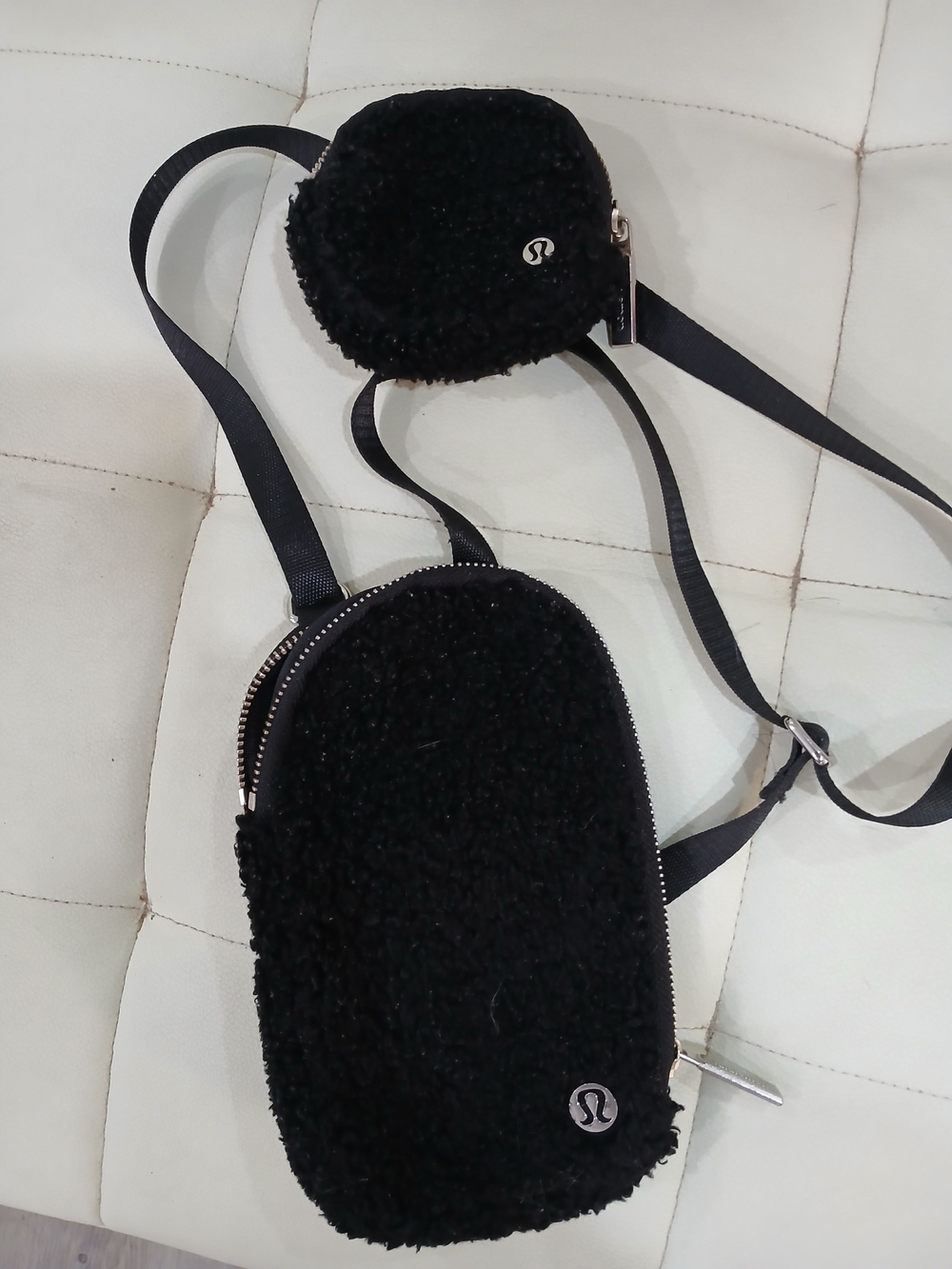 lululemon athletica Black Sherpa Crossbody Pouch Set